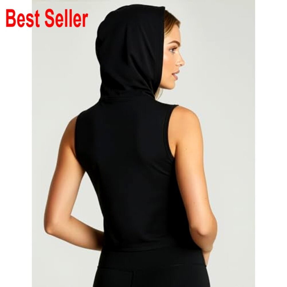 Dry-Fit Sleeveless Cropped Tank Top Hoodie 3-Pack, Athletic Sweatshirt - Picture 4 of 7